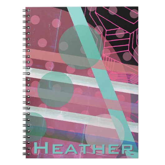 Gepersonaliseerd/Roze & Turquoise/Abstract Ontwerp Notitieboek (Voorkant)