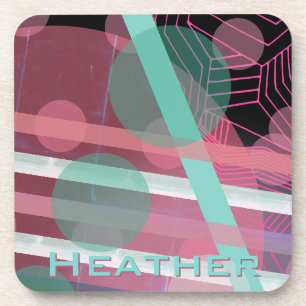 Gepersonaliseerd/Roze & Turquoise/Abstract Ontwerp Onderzetter