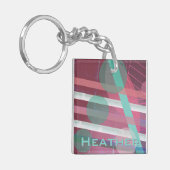 Gepersonaliseerd/Roze & Turquoise/Abstract Ontwerp Sleutelhanger (Voorkant Links)