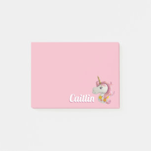Gepersonaliseerd roze Unicorn ballonmeisje Sticky Post-it® Notes