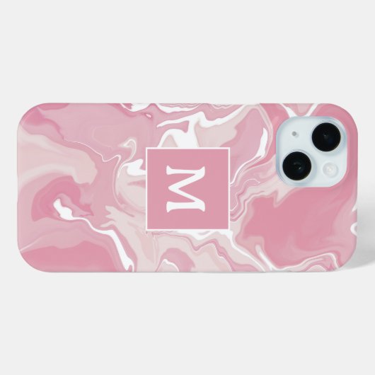 Gepersonaliseerd roze wervel monogram Case-Mate iPhone case (Achterkant (horizontaal))