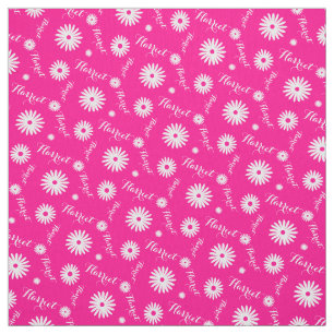 Gepersonaliseerd roze wit madeliefje naampatroon stof