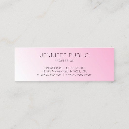 Gepersonaliseerd roze wit, modern, eenvoudig mini visitekaartje (Achterkant)