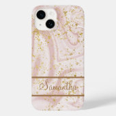 Gepersonaliseerd roze witte marmer Gold Glitter Case-Mate iPhone Case (Achterkant)