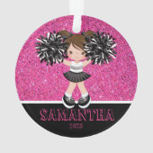 Gepersonaliseerd Roze & Zwart Cheerleading Ornamen Ornament (achterkant)