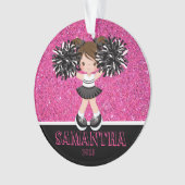 Gepersonaliseerd Roze & Zwart Cheerleading Ornamen Ornament (voorkant)