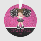 Gepersonaliseerd Roze & Zwart Cheerleading Ornamen Ornament (voorkant)
