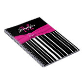 Gepersonaliseerd roze zwart, gestreept Notitieboek (Rechterzijde)