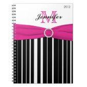 Gepersonaliseerd roze zwart, gestreept Notitieboek (Voorkant)