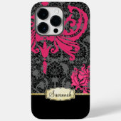 Gepersonaliseerd roze zwart grijs en goud Case-Mate iPhone case (Achterkant)