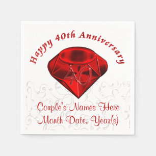 Gepersonaliseerd Ruby 40th Jubileum Napkins Servet