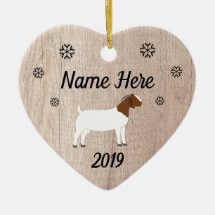 Gepersonaliseerd Rustic Boer Goat Keramisch Ornament