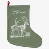 Gepersonaliseerd Rustic Camouflage Green Kerstmis Grote Kerstsok (Voorkant)