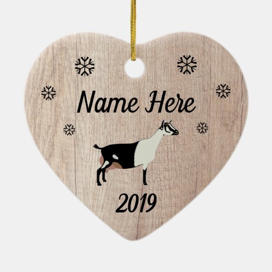 Gepersonaliseerd Rustic Cou Blanc Dairy Goat Keramisch Ornament (Achterkant)