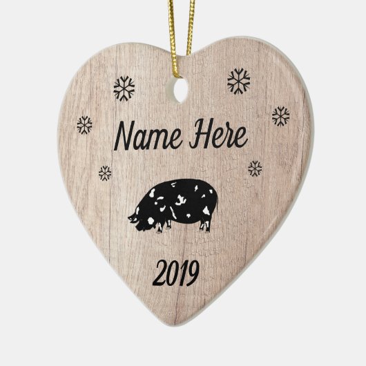 Gepersonaliseerd Rustic KuneKune Pig Keramisch Ornament (Links)