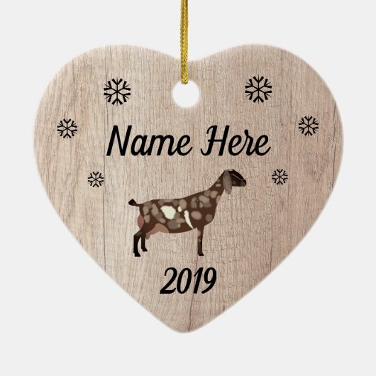 Gepersonaliseerd Rustic Moon Spotted Nubian Goat Keramisch Ornament (Achterkant)