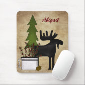 Gepersonaliseerd Rustic Mountain Moose Mousepad Muismat (Met muis)