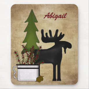 Gepersonaliseerd Rustic Mountain Moose Mousepad Muismat