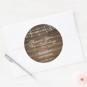 Gepersonaliseerd Rustic String Lights Baby shower Ronde Sticker (Envelop)