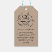 Gepersonaliseerd Rustic Vines Black Kraft, Funeral Cadeaulabel (Voorkant)