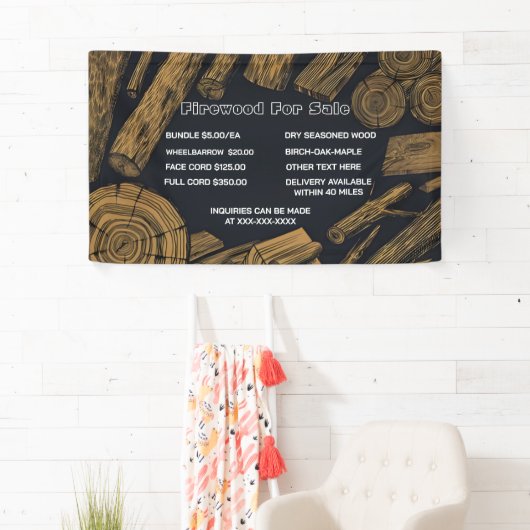 Gepersonaliseerd Rustiek Hout Voor Verkoop Bundel  Spandoek (Insitu)