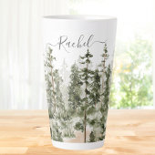 Gepersonaliseerd rustiek Waterverf groen bos Latte Mok