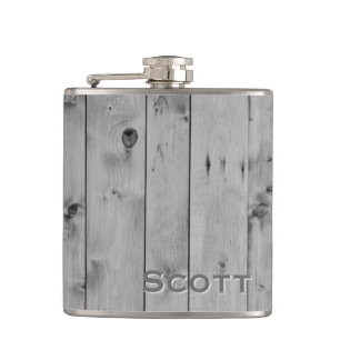 Gepersonaliseerd Rustige Masculine Grey Wood Kij Heupfles