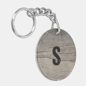 Gepersonaliseerd Rustisch Hout Sleutelhanger (Voorkant Links)