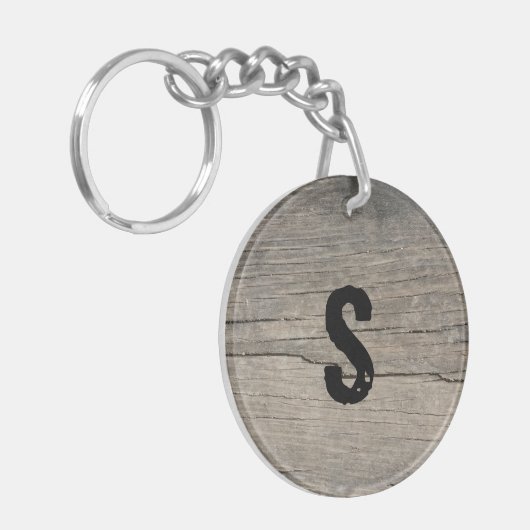 Gepersonaliseerd Rustisch Hout Sleutelhanger (Voorkant Links)