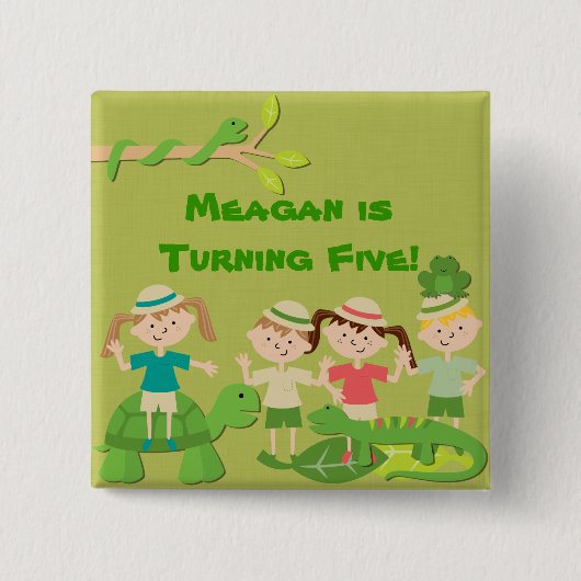 Gepersonaliseerd Safari-Button Vierkante Button 5,1 Cm (Voorkant)