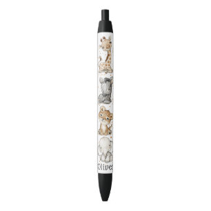 Gepersonaliseerd Safari Dieren Kinder Zwarte Inkt Pen