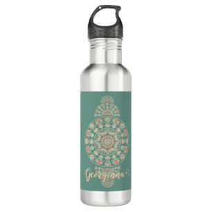 Gepersonaliseerd Sage & Sand Retro Ornamental Mand Waterfles