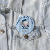 Gepersonaliseerd Sailor Elephant Baby shower Butto Ronde Button 7,6 Cm (In situ)