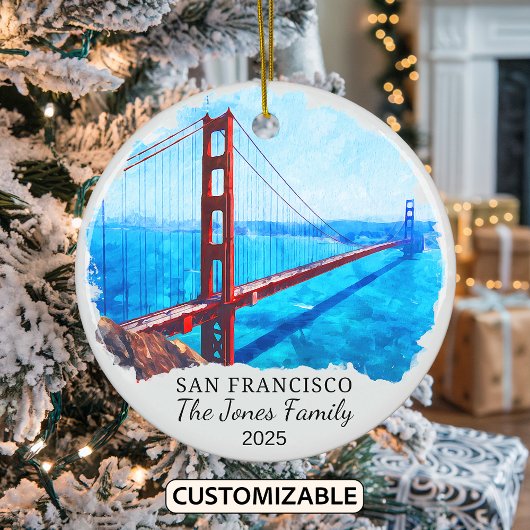 Gepersonaliseerd San Francisco Ornament, Californi Keramisch Ornament