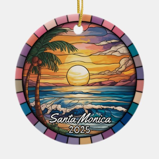 Gepersonaliseerd Santa Monica Ornament, Californië Keramisch Ornament (Voorkant)