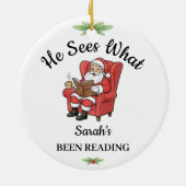 Gepersonaliseerd Santa Reading Ornament voor boeke (Achterkant)