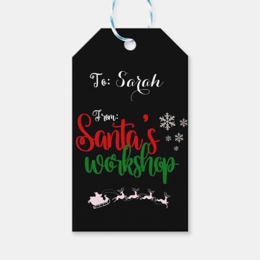 Gepersonaliseerd Santa's Workshop Gift Label Cadeaulabel (Voorkant)