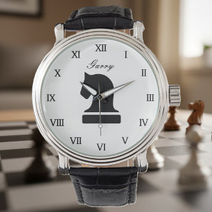 Gepersonaliseerd schaakhorloge cadeau voor volwass horloge