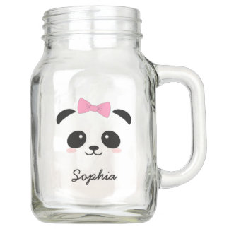 gepersonaliseerd schattig dier panda girly mason j jar