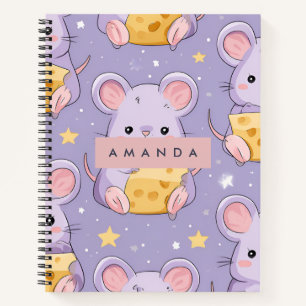 Gepersonaliseerd Schattig kawaii muispatroon Notitieboek