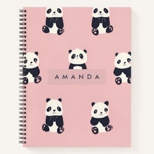 Gepersonaliseerd Schattig pandapatroon Notitieboek