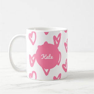 Gepersonaliseerd schattig roze hart patroon koffiemok