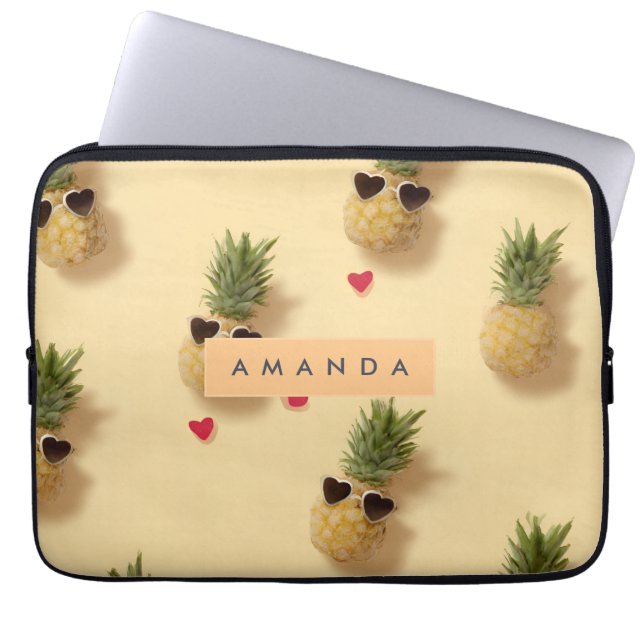 Gepersonaliseerd Schattige ananaspatroon Laptop Sleeve (Voorkant)
