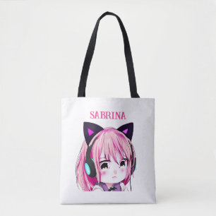 Gepersonaliseerd Schattige Anime Meisje met Katten Draagtas