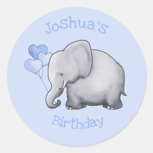 Gepersonaliseerd Schattige Baby Olifant Verjaardag Ronde Sticker