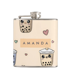 Gepersonaliseerd Schattige Boba theepatroon Heupfles