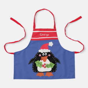 Gepersonaliseerd Schattige Christmas Penguin Schor Schort