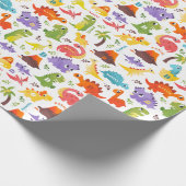 Gepersonaliseerd Schattige Dinosaurus inpakpapier (Hoek)