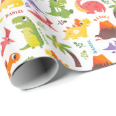 Gepersonaliseerd Schattige Dinosaurus inpakpapier (Rol Hoek)