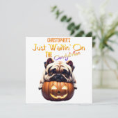 Gepersonaliseerd Schattige Funny Halloween Pug Pup Kaart (Staand voorkant)